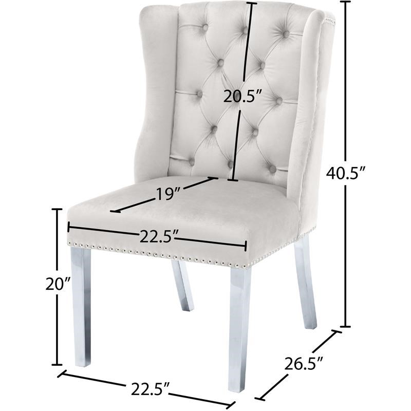 Meridian Furniture Suri Cream Velvet Dining Chair (Set of 2)