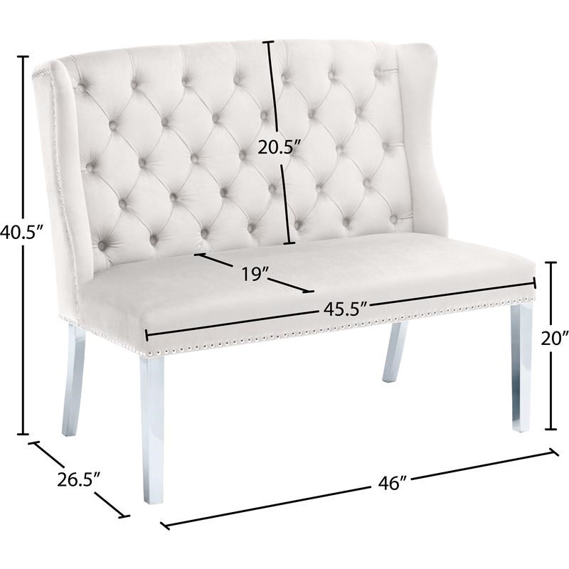 Meridian Furniture Cream Velvet Suri Settee Bench