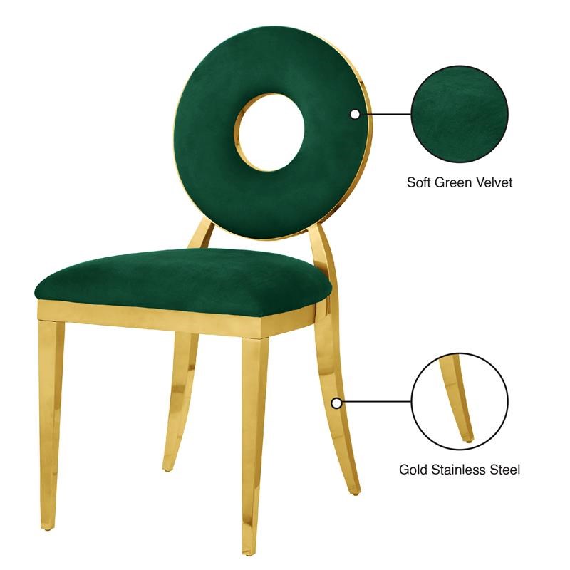 Meridian Furniture Carousel Green Velvet Dining Chair (Set of 2)