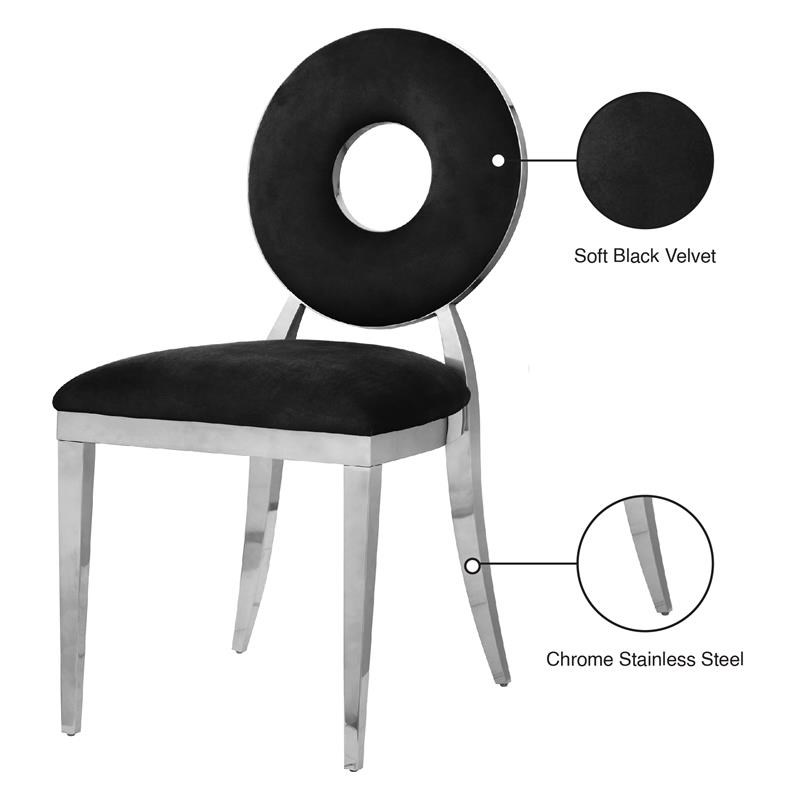 Meridian Furniture Carousel Black Velvet Dining Chair (Set of 2)