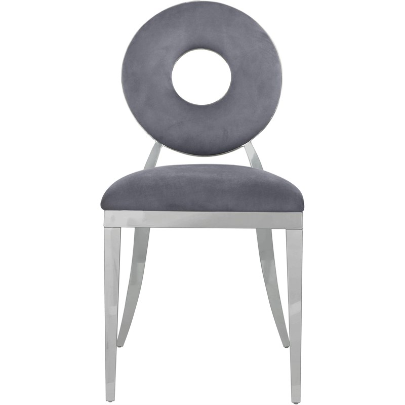 Meridian Furniture Carousel Gray Velvet Dining Chair (Set of 2)