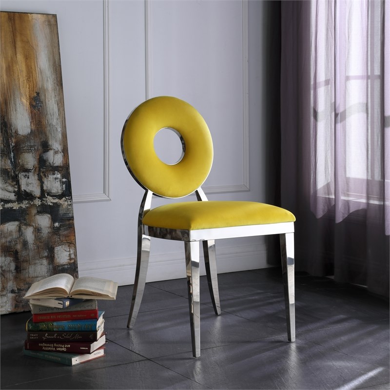 Meridian Furniture Carousel Yellow Velvet Dining Chair (Set of 2)