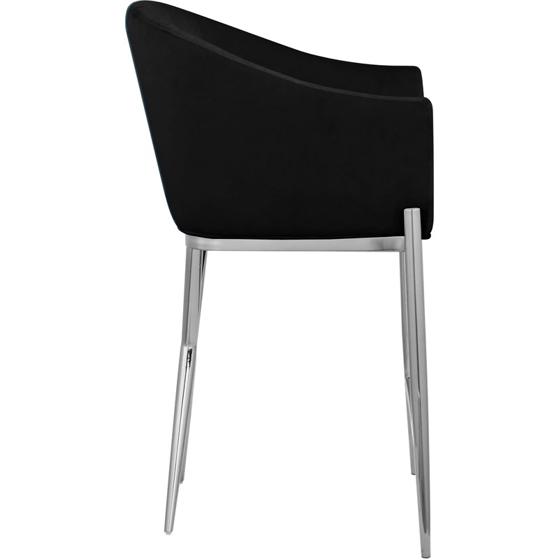Meridian Furniture Xavier Black Velvet Counter Stool with Chrome Metal Legs