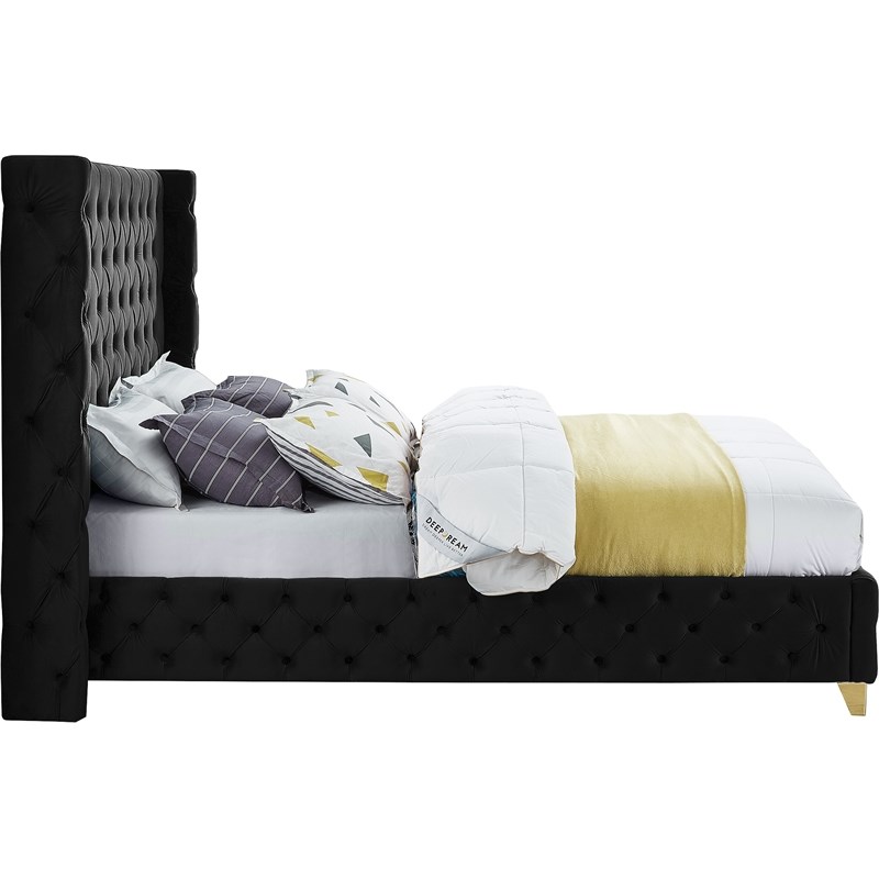 Meridian Furniture Savan Black Velvet King Bed