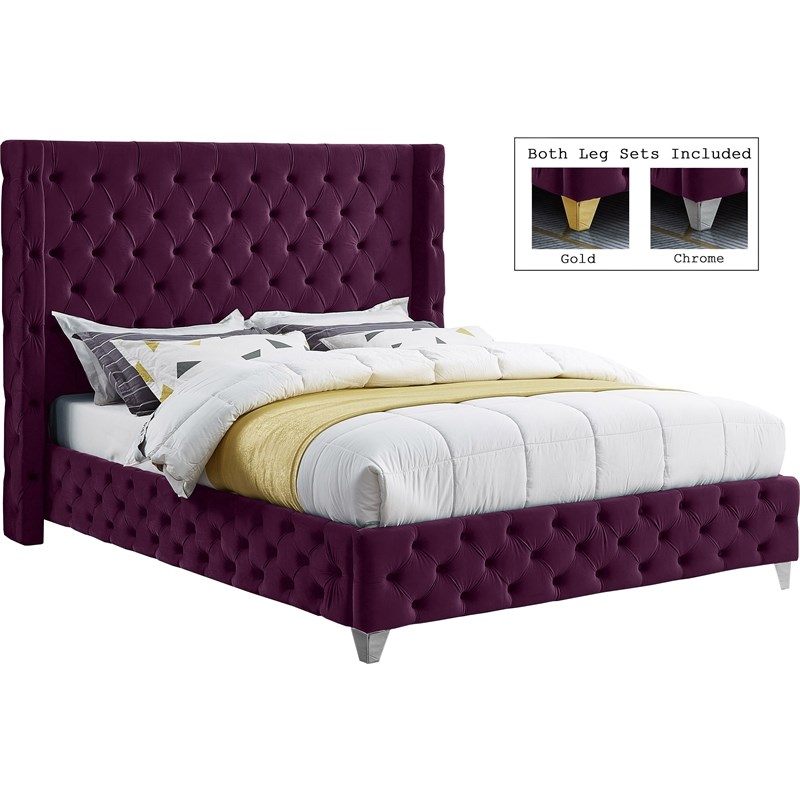 Meridian Furniture Savan Purple Velvet King Bed