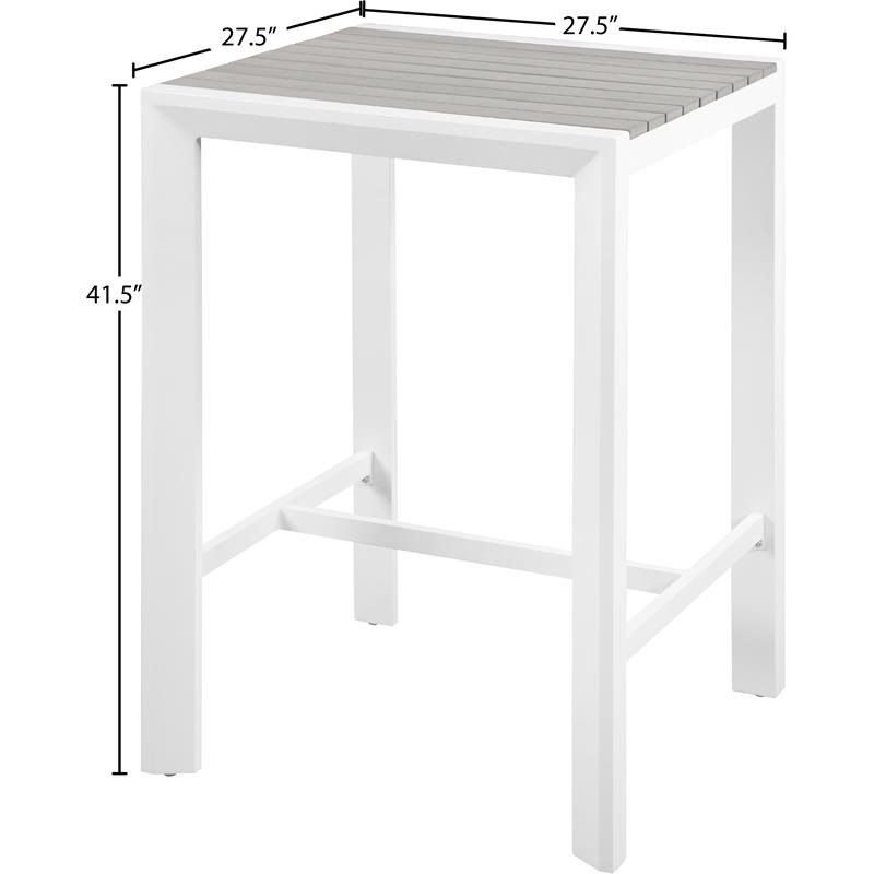 Meridian Furniture Nizuc Grey Wood Outdoor Patio Square Bar Table