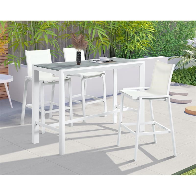Meridian Furniture Nizuc Grey Polywood Outdoor Patio Rectangle Bar Table