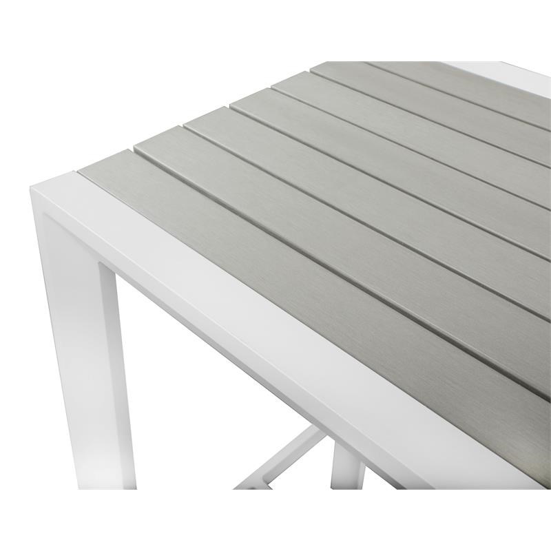 Meridian Furniture Nizuc Grey Polywood Outdoor Patio Rectangle Bar Table