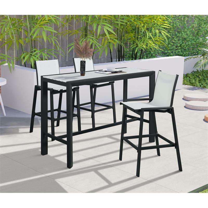 Meridian Furniture Nizuc White Polywood Outdoor Patio Rectangle Bar Table