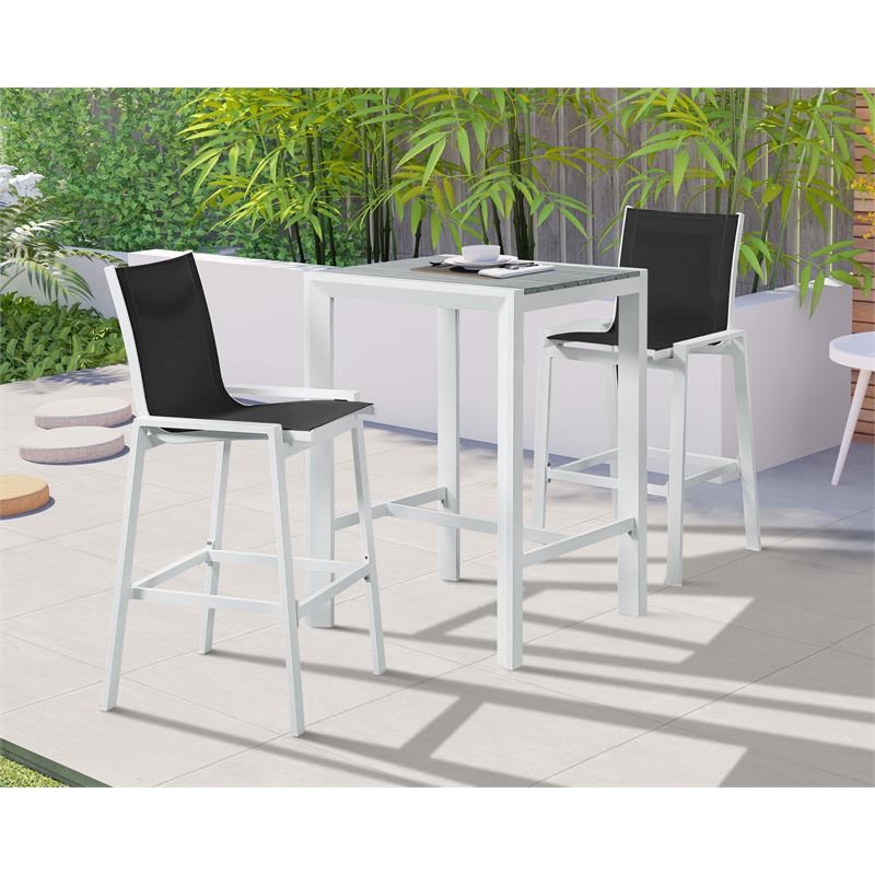 Meridian Furniture Nizuc Black Fabric Outdoor Patio Mesh Barstool (Set of 2)