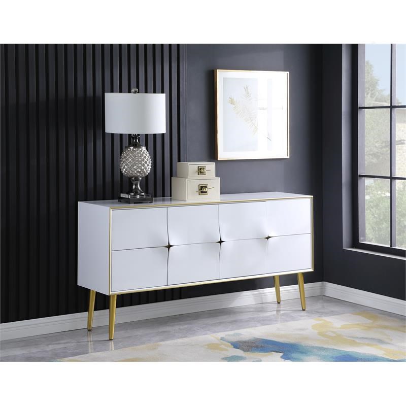 Meridian Furniture Pop White / Gold Sideboard/Buffet