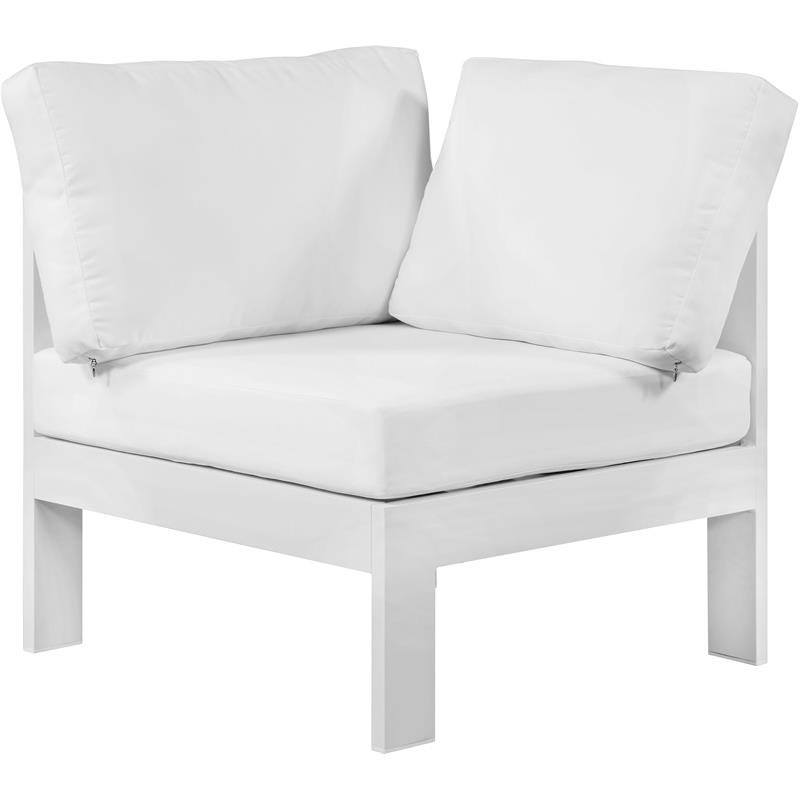 Meridian Furniture Nizuc White Fabric Outdoor Patio Corner Chair