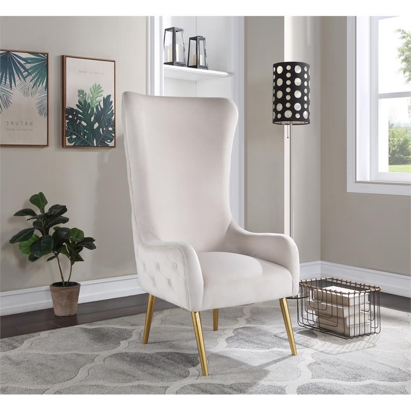 Meridian Furniture Alexander Cream Velvet Accent Chair