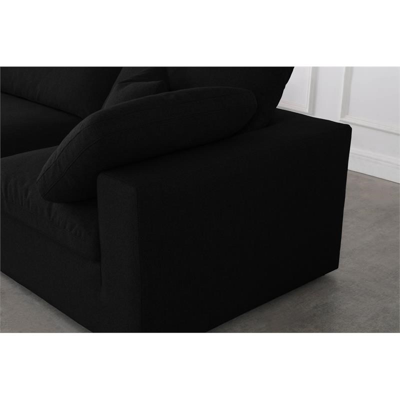 Meridian Furniture Serene Black Linen Fabric Deluxe Modular Sectional