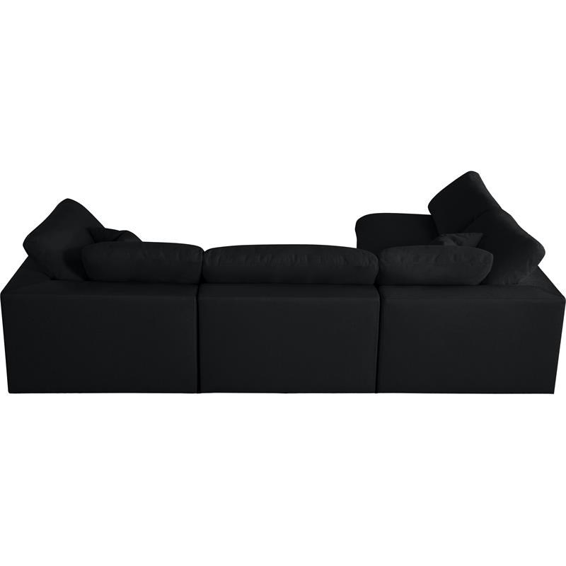 Meridian Furniture Serene Black Linen Fabric Deluxe Modular Sectional