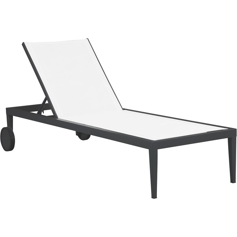 Meridian Furniture Nizuc Off White Fabric Outdoor Patio Mesh Chaise Lounge Chair