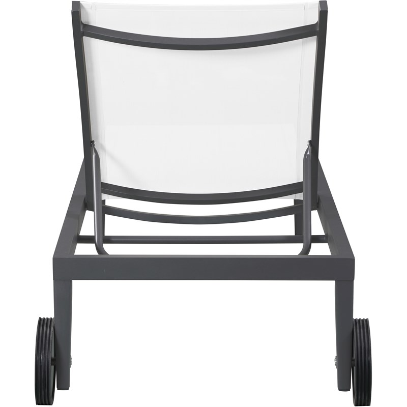 Meridian Furniture Nizuc Off White Fabric Outdoor Patio Mesh Chaise Lounge Chair