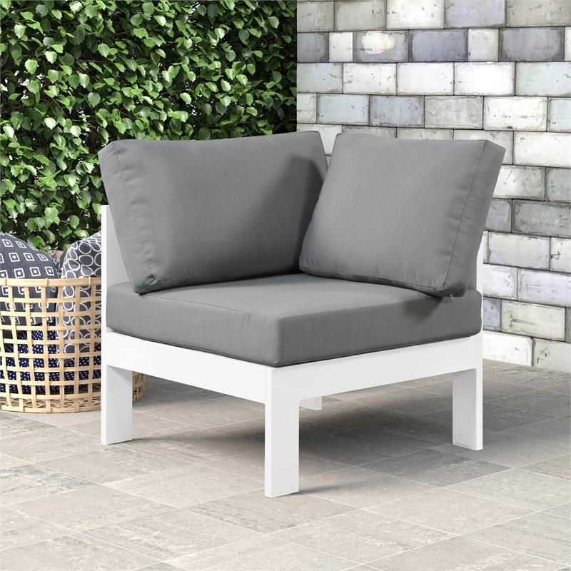 Meridian Furniture Nizuc Grey Fabric Outdoor Patio Corner Chair