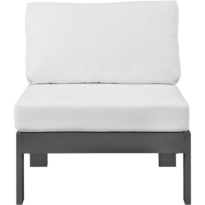 Meridian Furniture Nizuc White Fabric Outdoor Patio Armless Chair