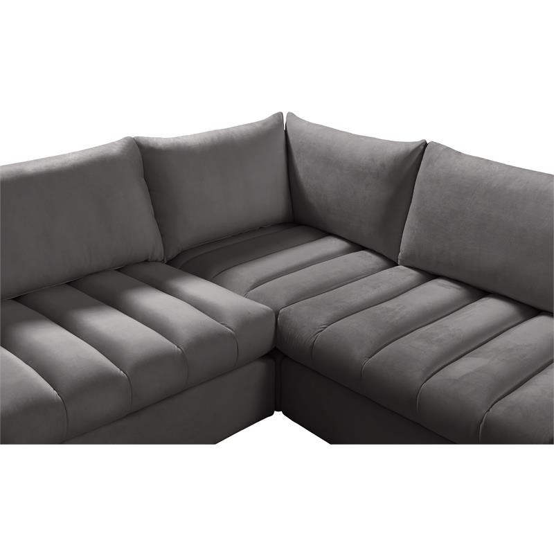 Meridian Furniture Jacob Grey Velvet Modular Sectional