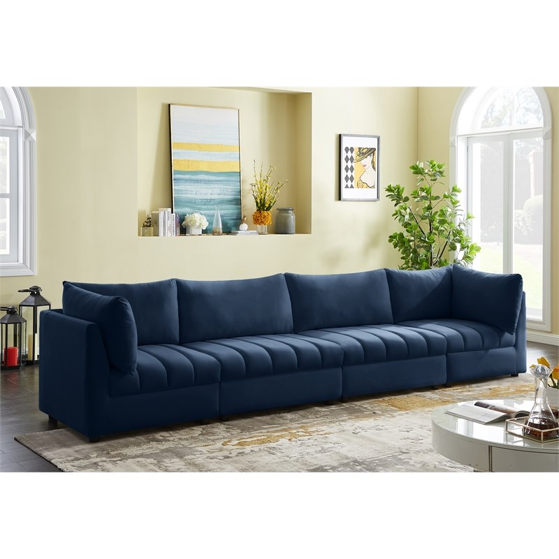 Meridian Furniture Jacob Navy Velvet Modular Sofa