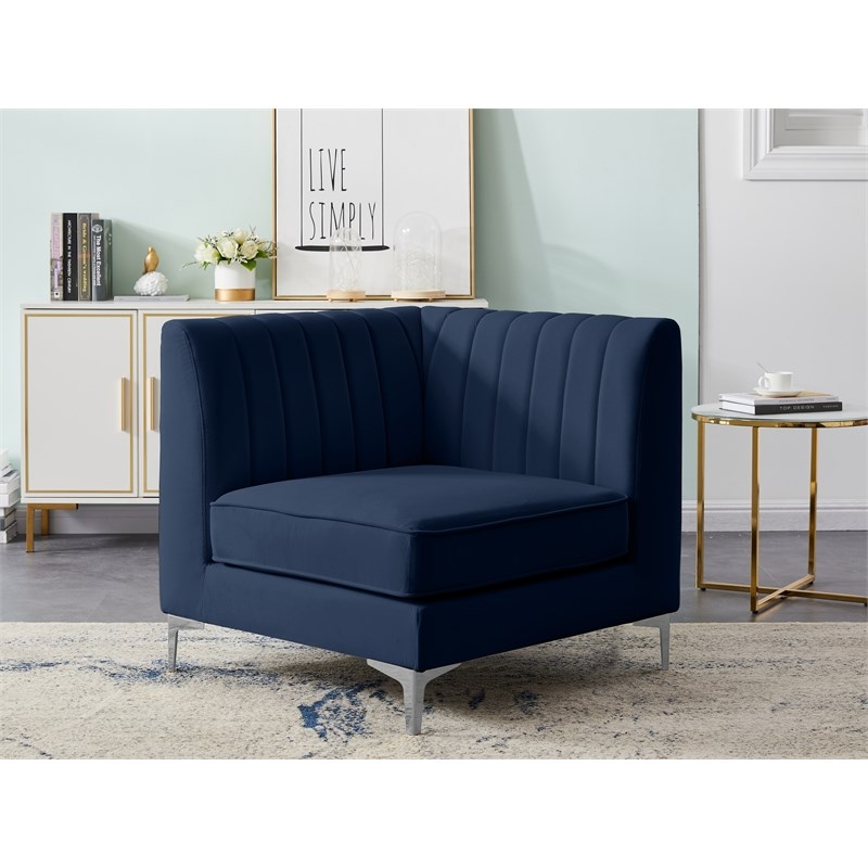 Meridian Furniture Alina Navy Velvet Corner Chair