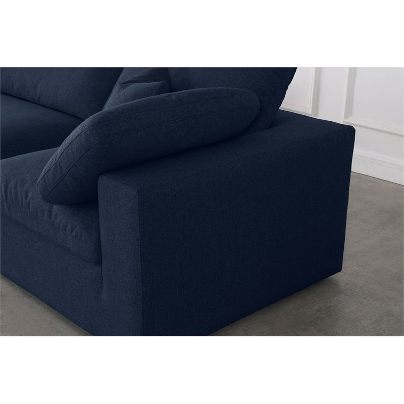 Meridian Furniture Serene Navy Linen Fabric Deluxe Modular Sectional