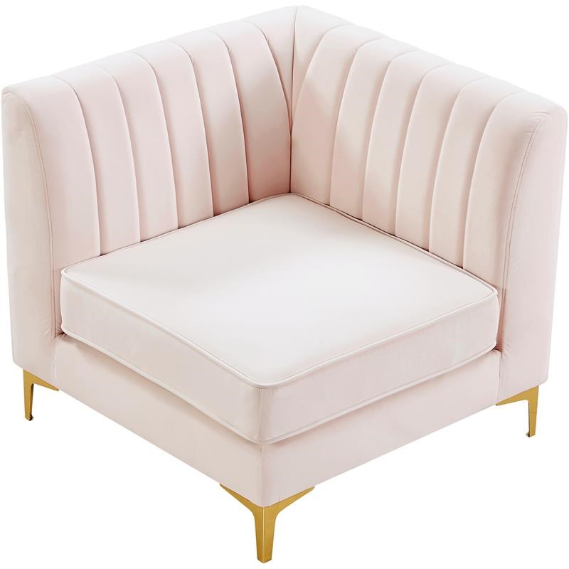 Meridian Furniture Alina Pink Velvet Corner Chair
