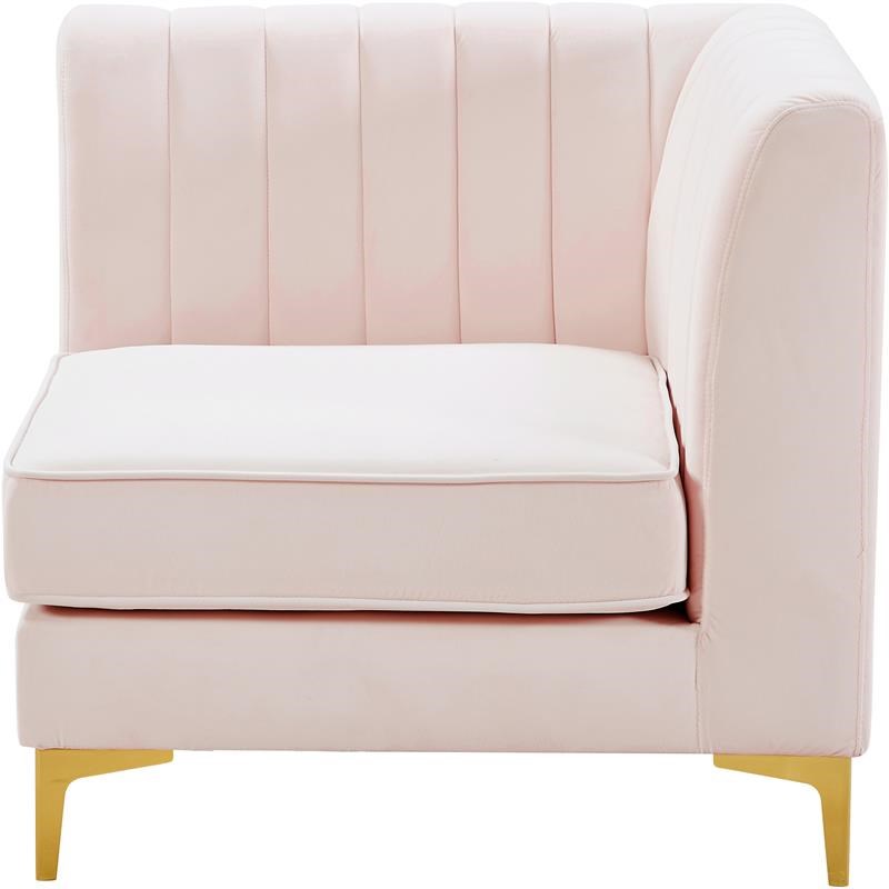 Meridian Furniture Alina Pink Velvet Corner Chair