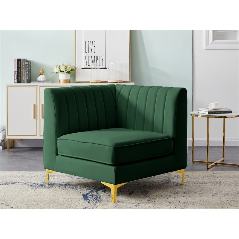 Meridian Furniture Alina Green Velvet Corner Chair