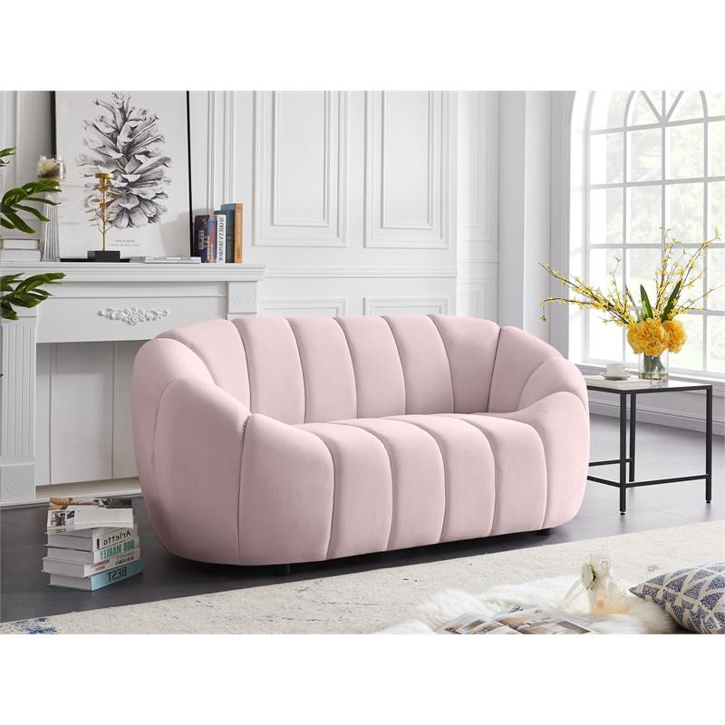 Meridian Furniture Elijah Pink Velvet Loveseat