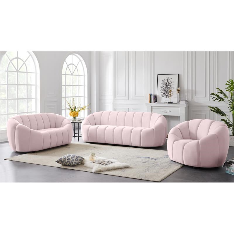 Meridian Furniture Elijah Pink Velvet Loveseat