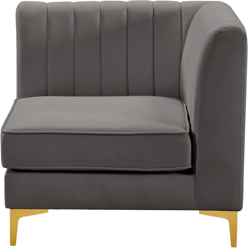 Meridian Furniture Alina Grey Velvet Corner Chair