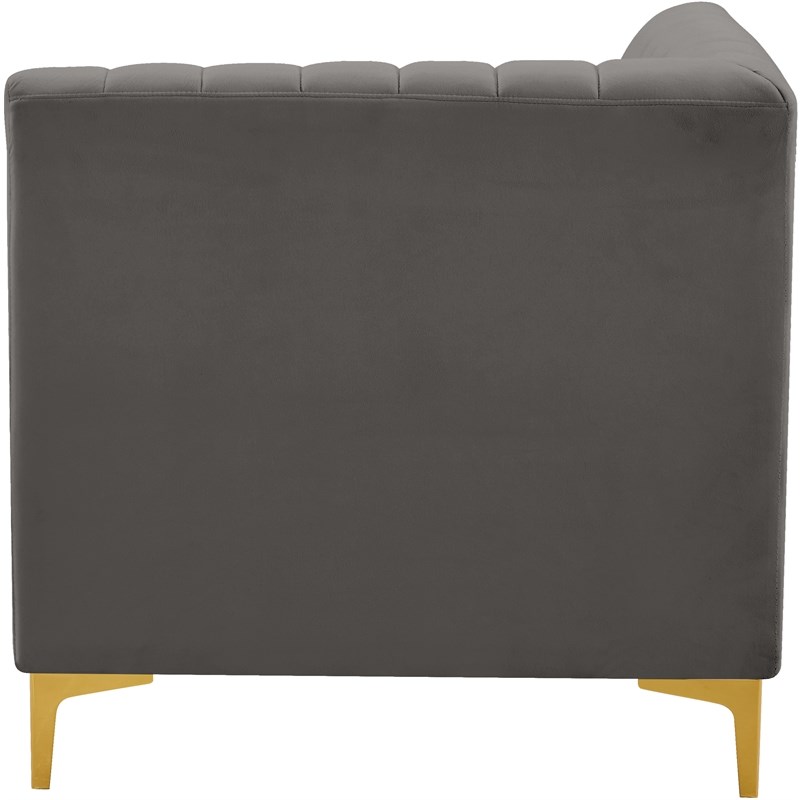 Meridian Furniture Alina Grey Velvet Corner Chair