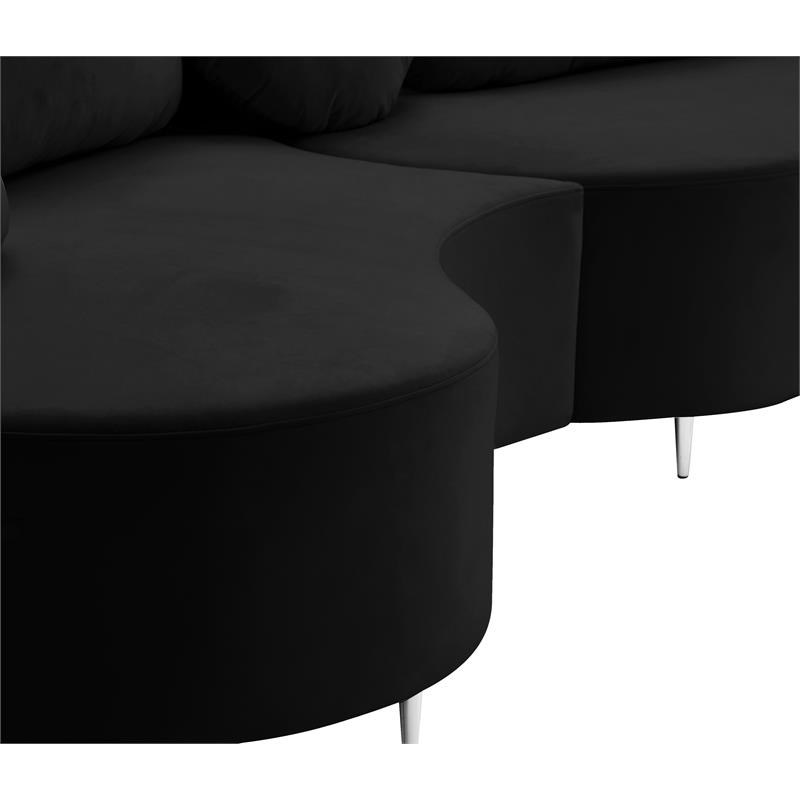Meridian Furniture Vivacious Black Velvet 3pc. Sectional