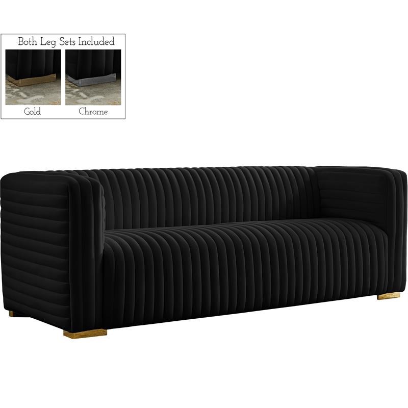 Meridian Furniture Ravish Black Velvet Sofa