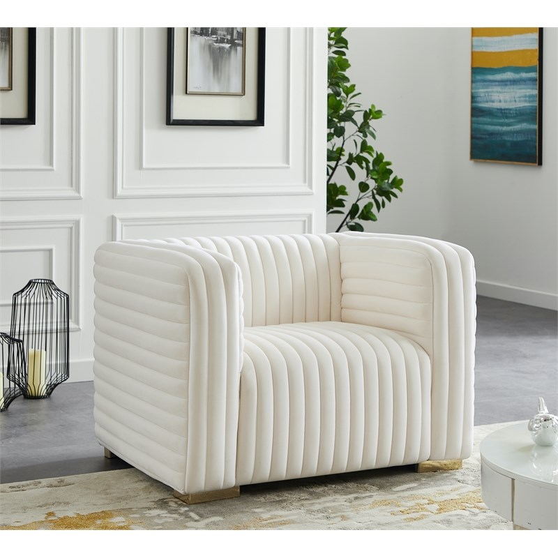 Meridian Furniture Ravish Cream Velvet Chair