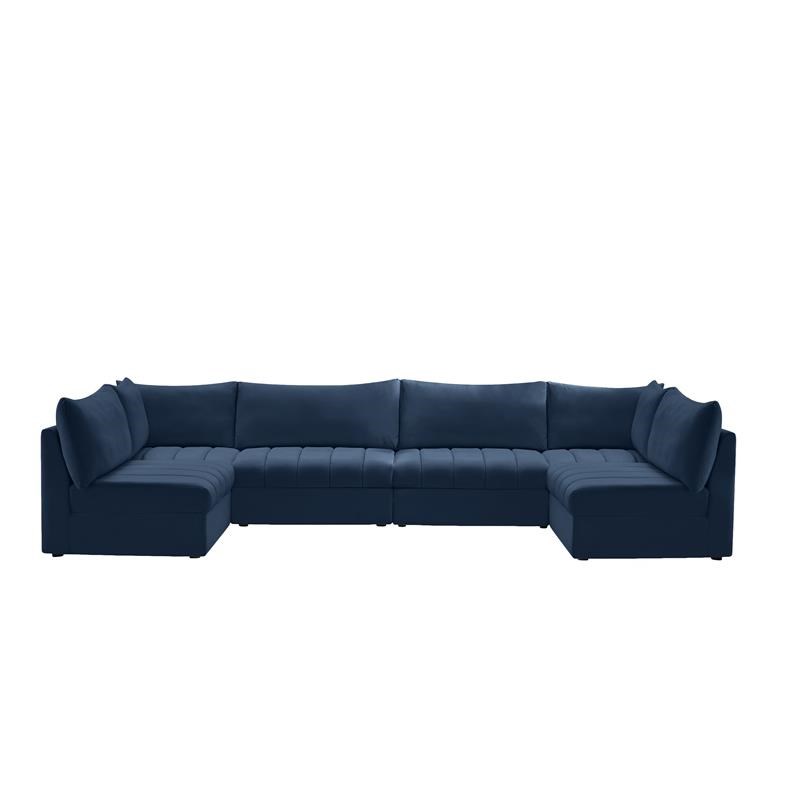 Meridian Furniture Jacob Navy Velvet Modular Sectional