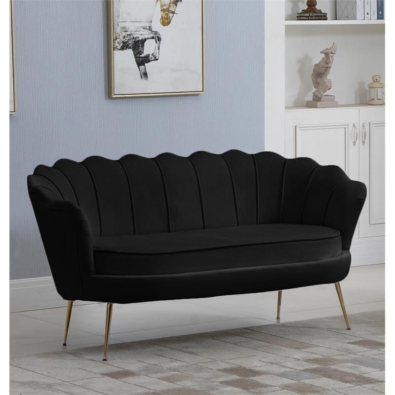 Meridian Furniture Gardenia Black Velvet Loveseat