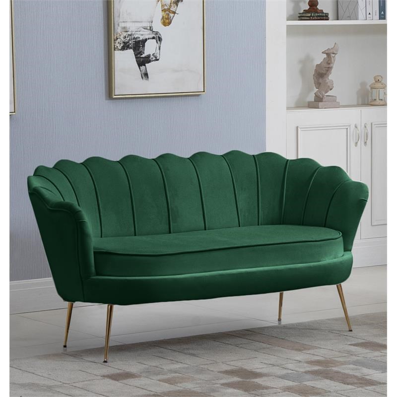 Meridian Furniture Gardenia Green Velvet Loveseat
