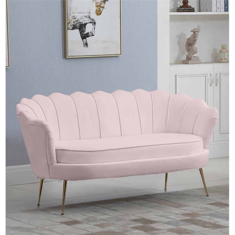 Meridian Furniture Gardenia Pink Velvet Loveseat