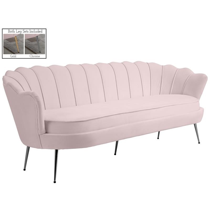 Meridian Furniture Gardenia Pink Velvet Sofa