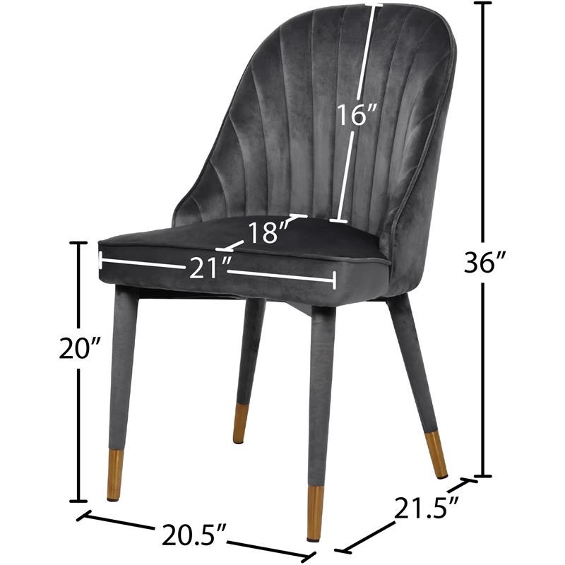 Meridian Furniture Belle Grey Velvet Dining Chair (Set of 2)
