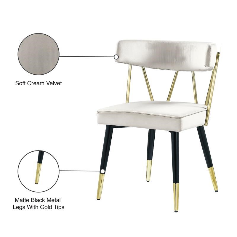 Meridian Furniture Rheingold Cream Velvet Dining Chair (Set of 2)
