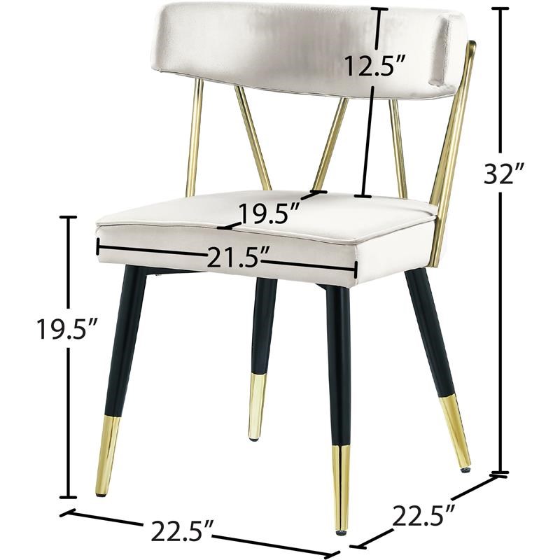 Meridian Furniture Rheingold Cream Velvet Dining Chair (Set of 2)
