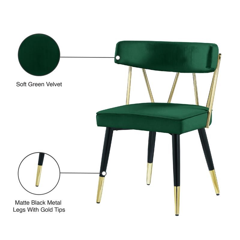Meridian Furniture Rheingold Green Velvet Dining Chair (Set of 2)