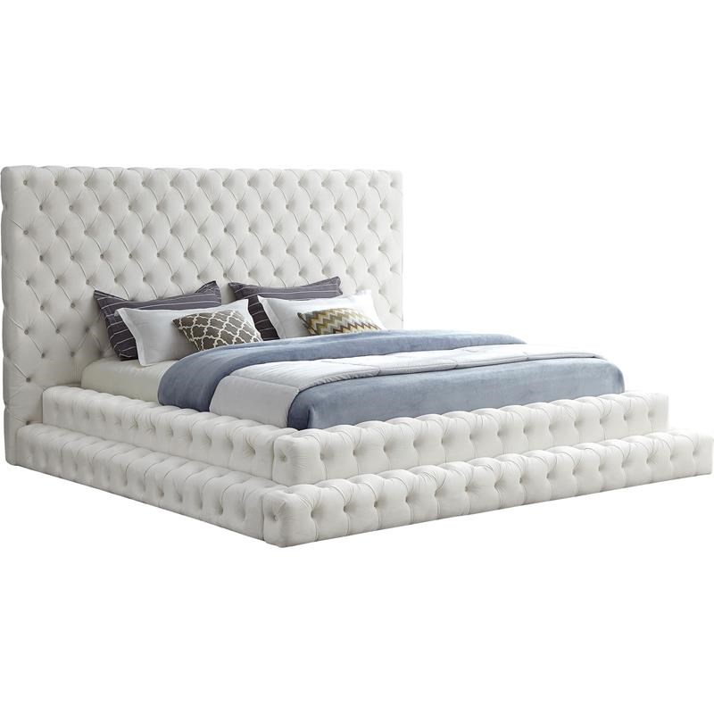 Meridian Furniture Revel Cream Velvet King Bed