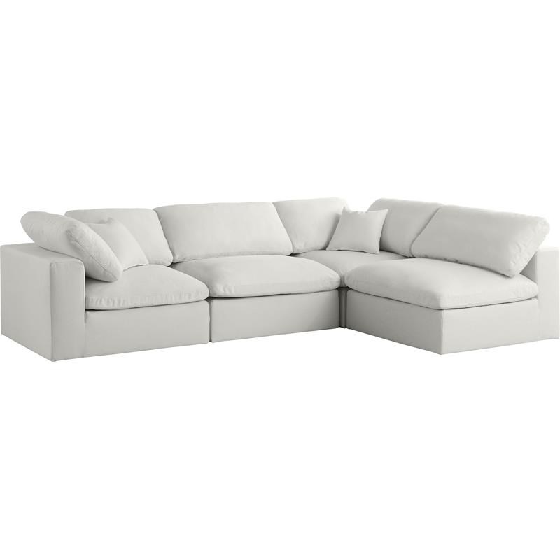meridian furniture plush cream velvet standard cloud modular sectional