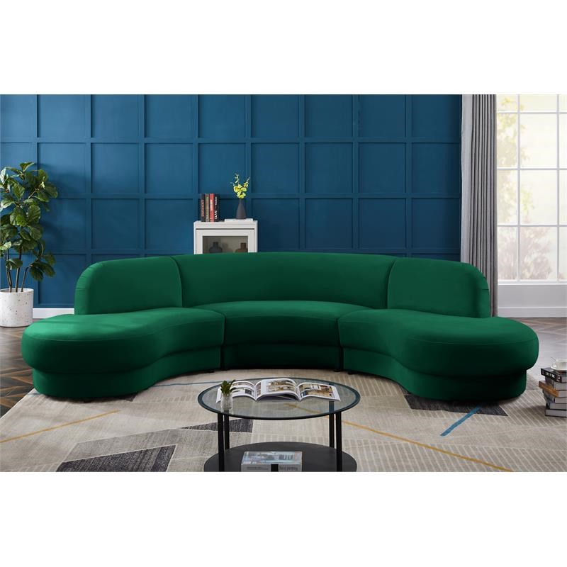 Meridian Furniture Rosa Green Velvet 3pc. Sectional