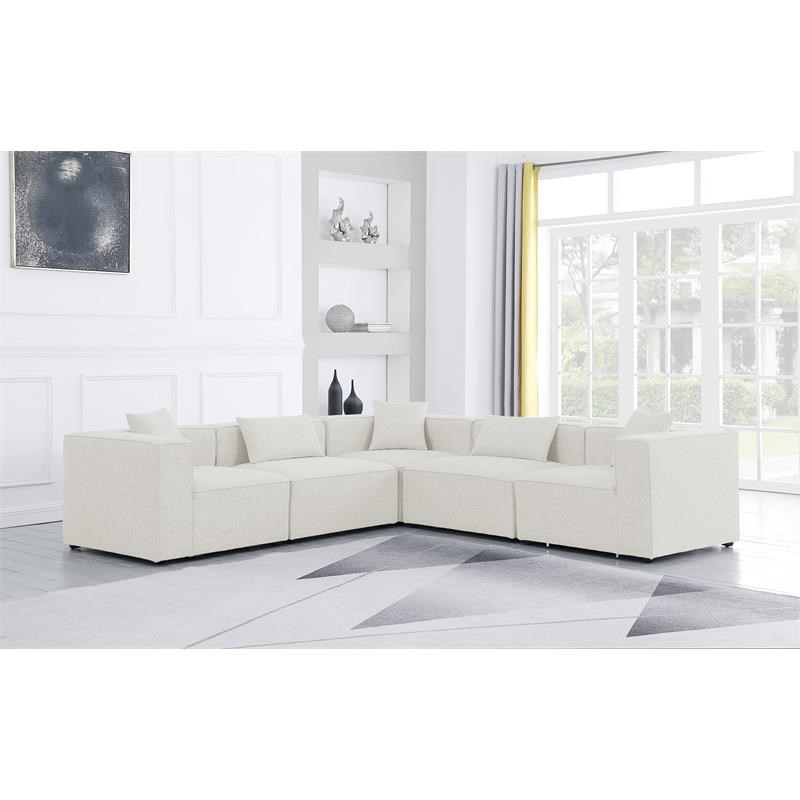 Meridian Furniture Cube Cream Durable Linen Modular Sectional